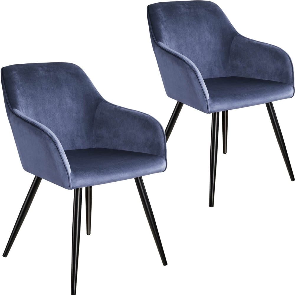 2x Stol Marilyn Sammetsoptik - blå/svart