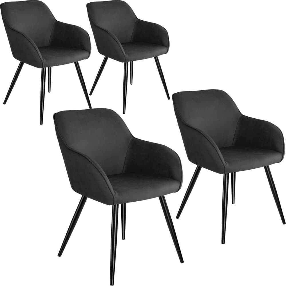 4x Stol Marilyn tyg - antracit/svart