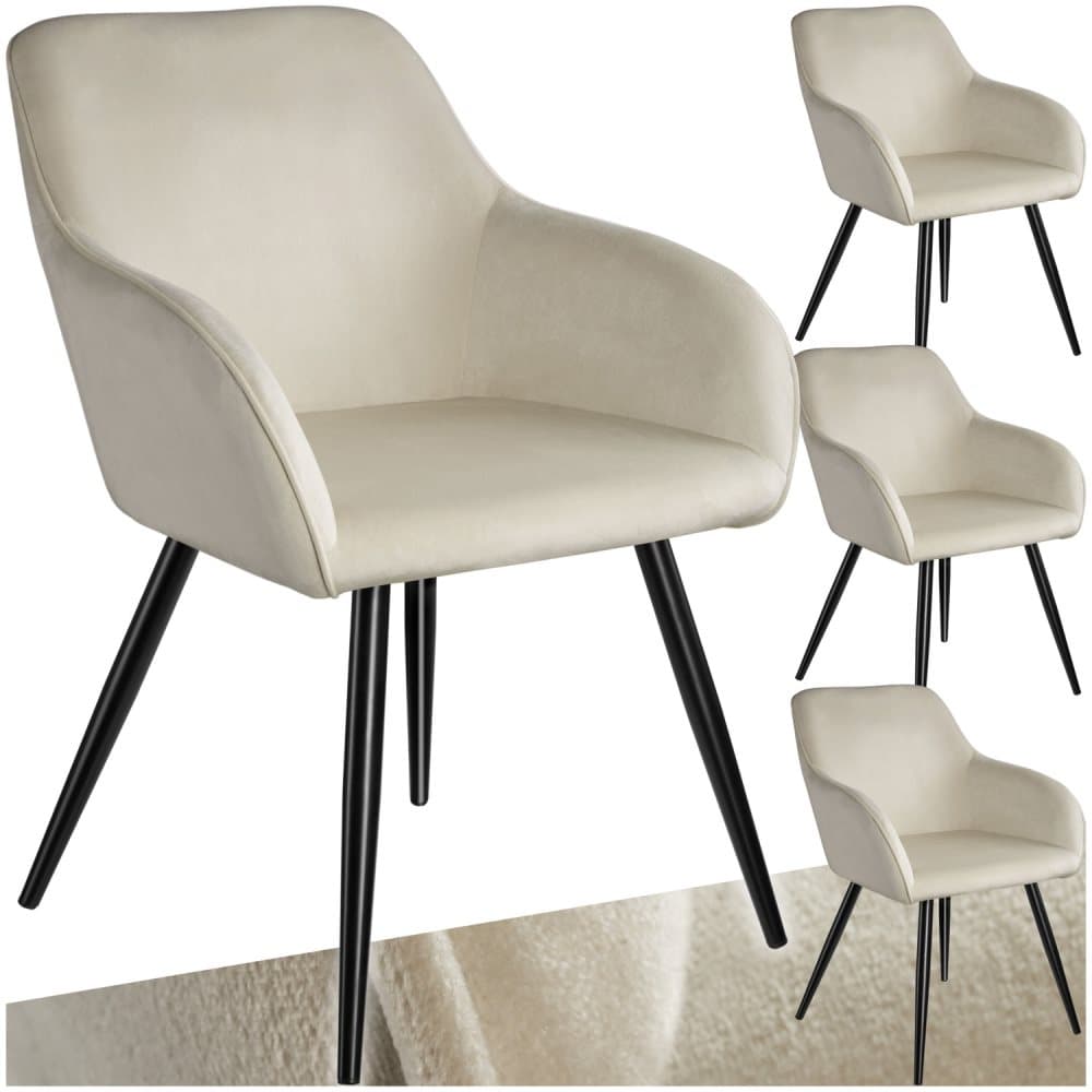 4x Stol Marilyn Sammetsoptik - grädde/svart