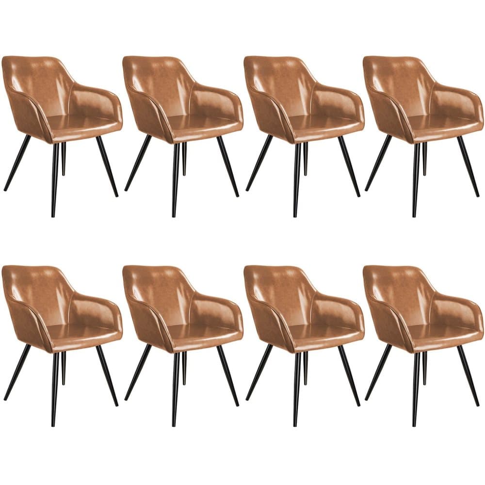 8x Stol Marilyn kunstlæder - brun/sort