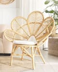 Miniatyrbillede 2 af 10: Beige Påfuglelænestol Rattan Havesædehynde i Bomuld Boho Stil