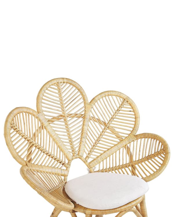 Natur og Beige Påfuglelænestol Rattan Havesædehynde i Bomuld Boho Stil