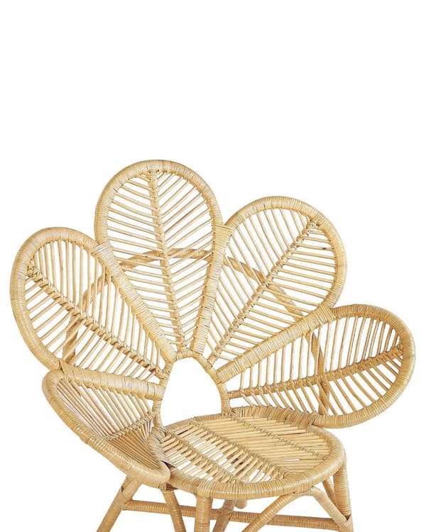 Natur og Beige Påfuglelænestol Rattan Havesædehynde i Bomuld Boho Stil
