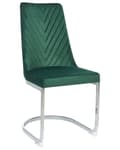 Miniatyrbillede 4 af 9: Et sæt med 2 Spisestuestole i Mørkegrøn Velour med Kromben til en Moderne Spisestue i Glamourøs Stil