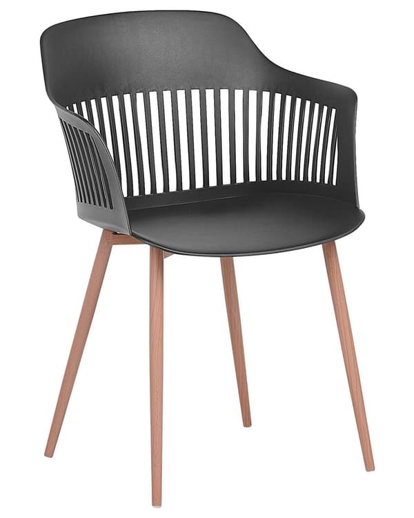 Sæt med 2 Spisestuestole Sort Plastik Metal Gennembrudte Ben Ryglæn Moderne Stil