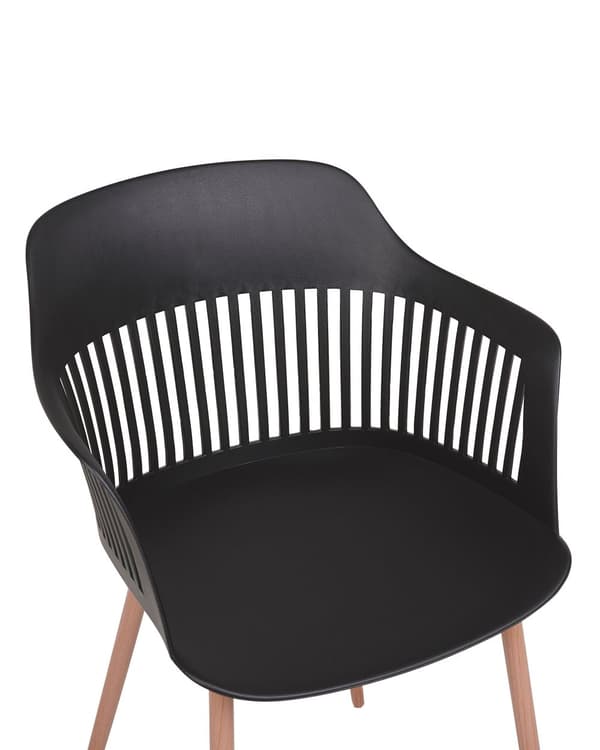 Sæt med 2 Spisestuestole Sort Plastik Metal Gennembrudte Ben Ryglæn Moderne Stil