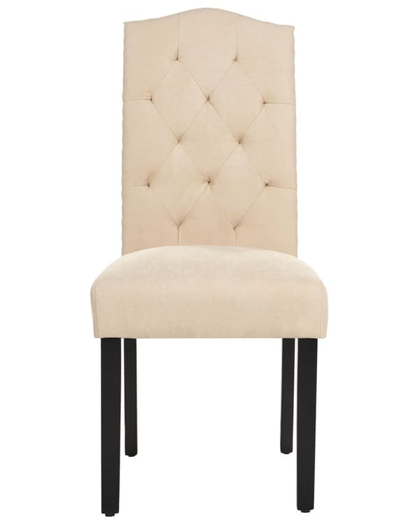 Sæt med 2 beige velourstole med sorte metalben til spisestuen retro minimalistisk stil