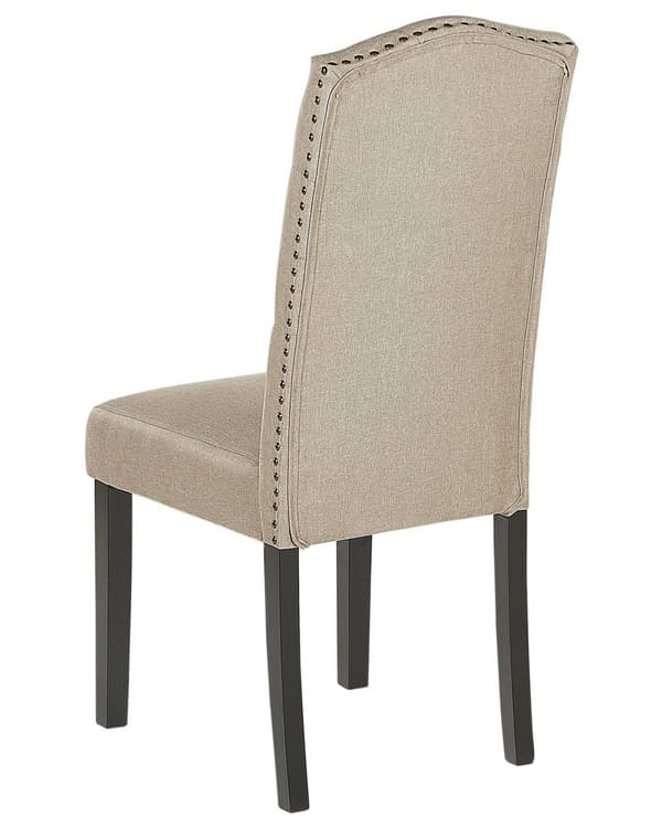Sæt med 2 beige velourstole med sorte metalben til spisestuen retro minimalistisk stil