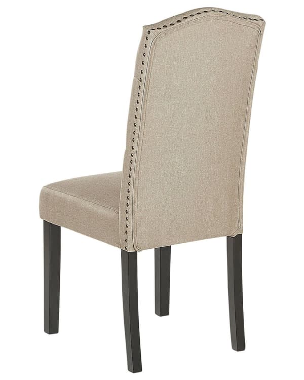 Sæt med 2 beige velourstole med sorte metalben til spisestuen retro minimalistisk stil