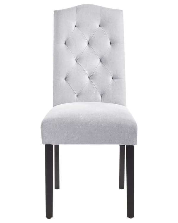 Sæt med 2 grå velourstole med sorte metalben til spisestuen retro minimalistisk stil