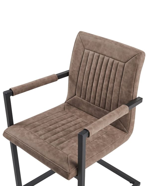Spisebordsstol Brun Kunstlæder og Sort Stel sæt 87 x 54 x 52 cm Frisvinger Quiltet Ryglæn til Kontoret og Konference Stue Entré Køkken