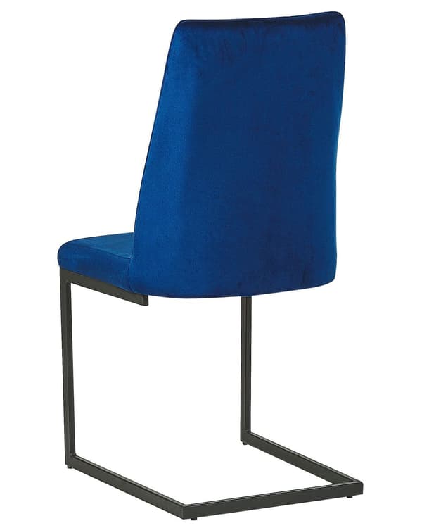 Et Sæt af 2 Blå Velourstole med Sort Metalben til Spisestuen Retro Moderne Stil