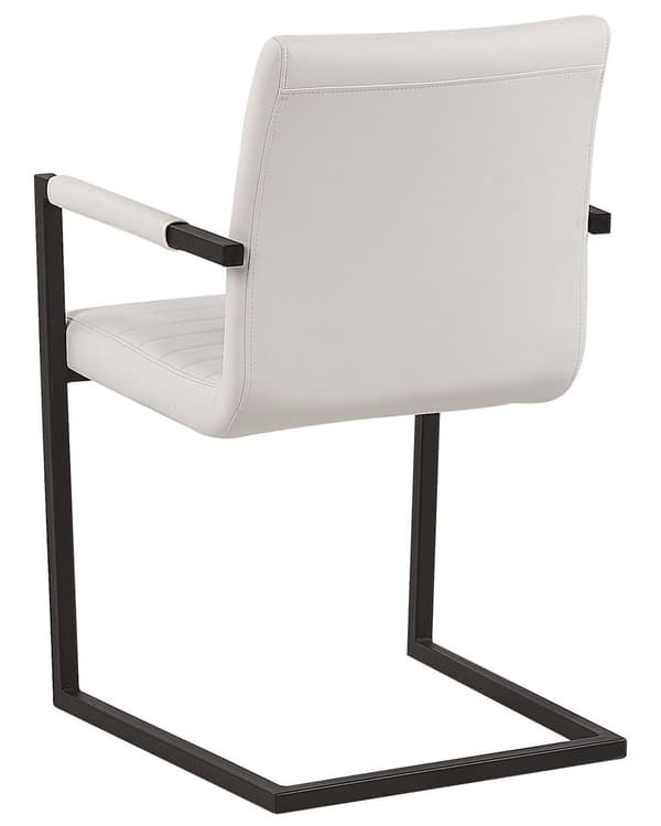 Spisebordsstole Hvid Kunstlæder og Metal Sæt 87 x 54 x 52 cm Frisvinger Konference Quiltet med Armlæn Stue Køkken Spisebord Indretning