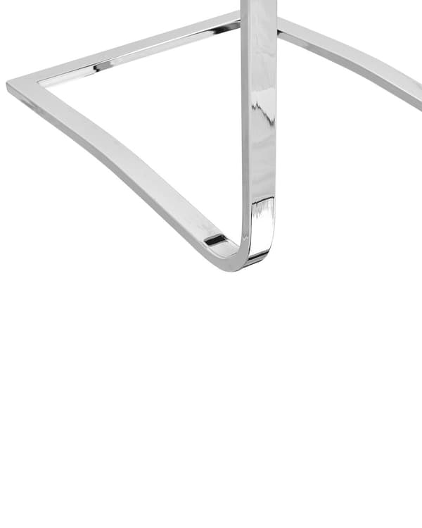 Spisebordsstole Hvid Læder Sølv Metal Sæt 2 stk Polstret Frisvinger Stole til Spisestue Køkken Quiltet Ryglæn uden Armlæn Moderne Design