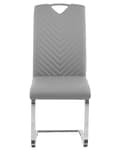 Miniatyrbillede 4 af 9: Spisebordsstole Grå Læder Sølv Metal Sæt 2 stk Polstret Frisvinger Stole til Spisestue Køkken Quiltet Ryglæn uden Armlæn Moderne Design