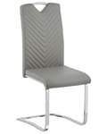 Miniatyrbillede 5 af 9: Spisebordsstole Grå Læder Sølv Metal Sæt 2 stk Polstret Frisvinger Stole til Spisestue Køkken Quiltet Ryglæn uden Armlæn Moderne Design