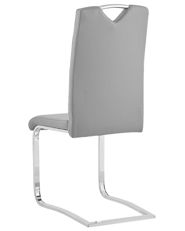 Spisebordsstole Grå Læder Sølv Metal Sæt 2 stk Polstret Frisvinger Stole til Spisestue Køkken Quiltet Ryglæn uden Armlæn Moderne Design