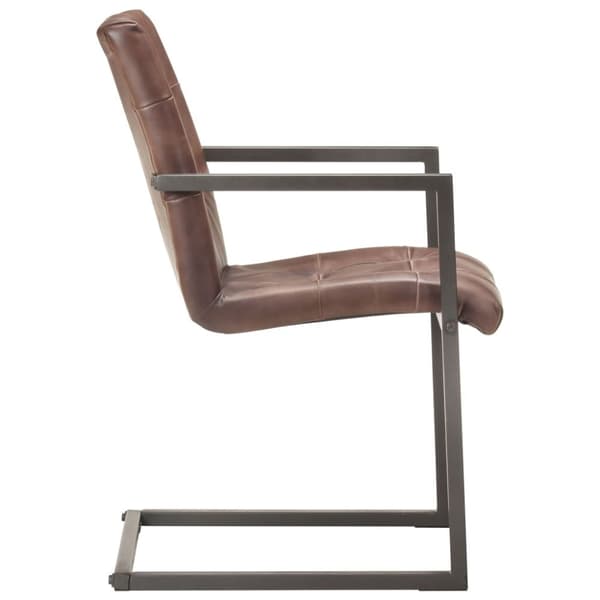 vidaXL spisebordsstole 2 stk. med cantilever-design ægte læder brun