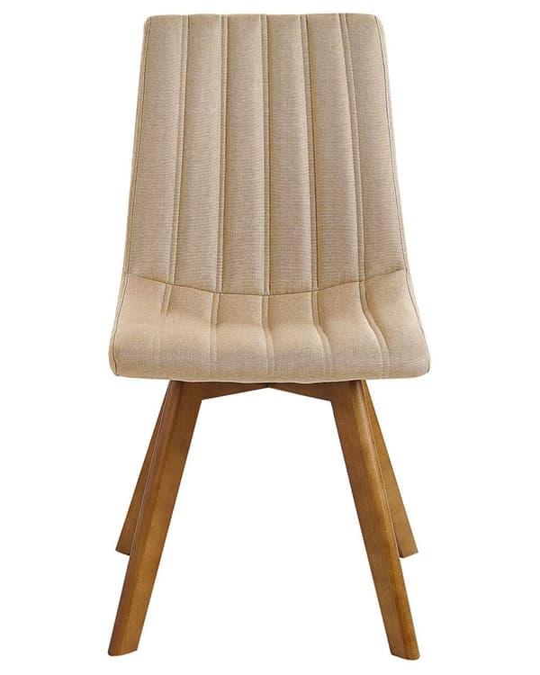 Ruokapöydän tuoli beige kankainen puiset jalat 2 kpl setti klassinen tyyli