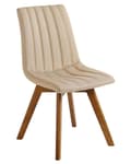 Pikkukuva 6 / 10: Ruokapöydän tuoli beige kankainen puiset jalat 2 kpl setti klassinen tyyli