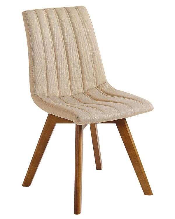 Ruokapöydän tuoli beige kankainen puiset jalat 2 kpl setti klassinen tyyli