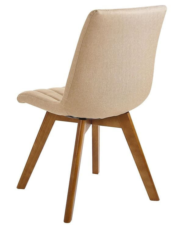 Ruokapöydän tuoli beige kankainen puiset jalat 2 kpl setti klassinen tyyli
