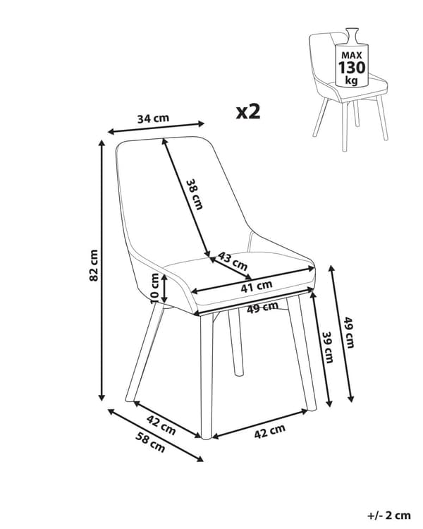 Uppsättning av 2 Matstolar Beige Polyester Mörka Ben av Trä Tjockt Vadderat Säte