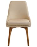 Miniatyrbild 5 av 10: Uppsättning av 2 Matstolar Beige Polyester Mörka Ben av Trä Tjockt Vadderat Säte