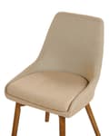 Miniatyrbild 8 av 10: Uppsättning av 2 Matstolar Beige Polyester Mörka Ben av Trä Tjockt Vadderat Säte