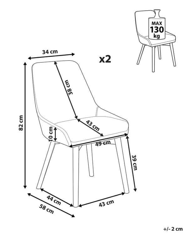 Uppsättning av 2 Matstolar Mörkgrön Polyester Mörka Ben av Trä Tjockt Vadderat Säte