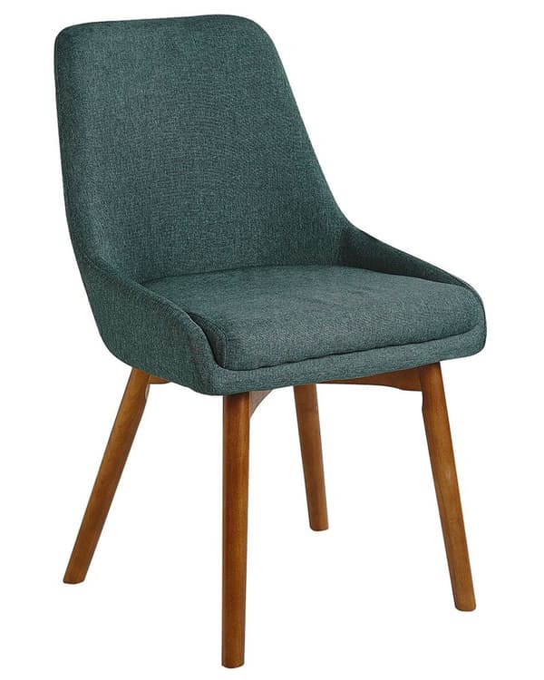 Uppsättning av 2 Matstolar Mörkgrön Polyester Mörka Ben av Trä Tjockt Vadderat Säte