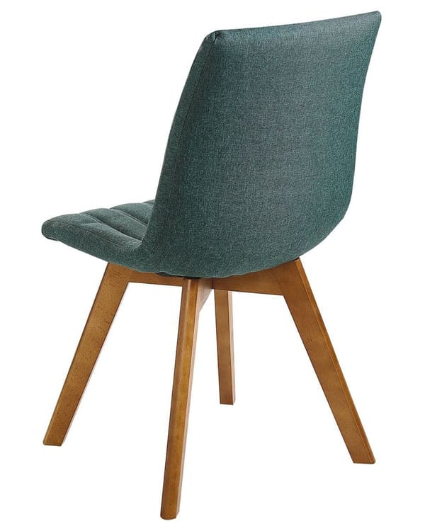 Uppsättning av 2 Stolar Mörkgrön Polyester Mörka Ben Trä Vertikalt Vadderat Böjt Ryggstöd
