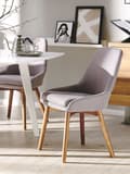 Miniatyrbillede 4 af 10: Spisebordsstole Taupe Polyester Mørke Træben Sæt 43 x 58 x 82 cm Dekorative Polstrede Spisestole uden Armlæn Design Høj Ryg Køkkenstole