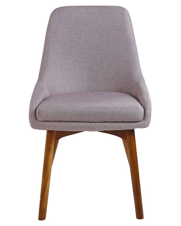 Spisebordsstole Taupe Polyester Mørke Træben Sæt 43 x 58 x 82 cm Dekorative Polstrede Spisestole uden Armlæn Design Høj Ryg Køkkenstole