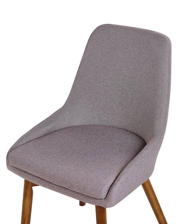 Spisebordsstole Taupe Polyester Mørke Træben Sæt 43 x 58 x 82 cm Dekorative Polstrede Spisestole uden Armlæn Design Høj Ryg Køkkenstole
