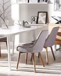 Miniatyrbillede 2 af 10: Spisebordsstole Taupe Polyester Mørke Træben Sæt 43 x 58 x 82 cm Dekorative Polstrede Spisestole uden Armlæn Design Høj Ryg Køkkenstole