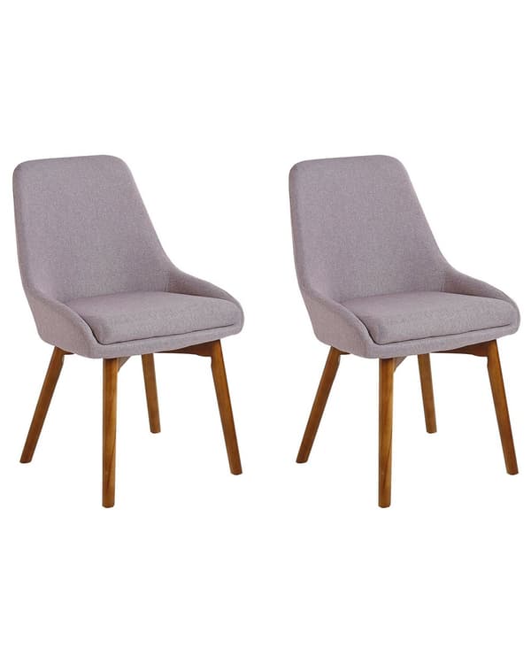 Spisebordsstole Taupe Polyester Mørke Træben Sæt 43 x 58 x 82 cm Dekorative Polstrede Spisestole uden Armlæn Design Høj Ryg Køkkenstole