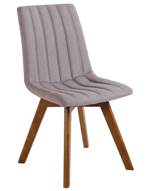 Sæt med 2 Taupe Stole Betrukket med Polyester Mørke Træben Lodrette Syninger til Spisestuen