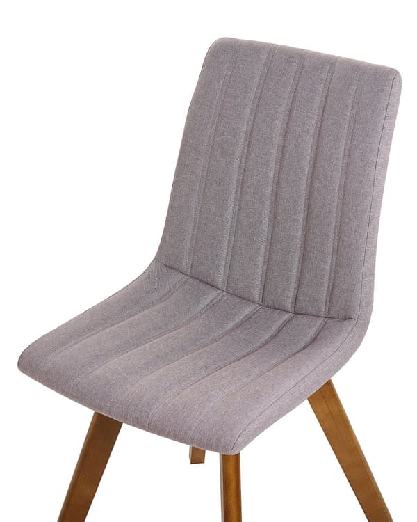 Sæt med 2 Taupe Stole Betrukket med Polyester Mørke Træben Lodrette Syninger til Spisestuen