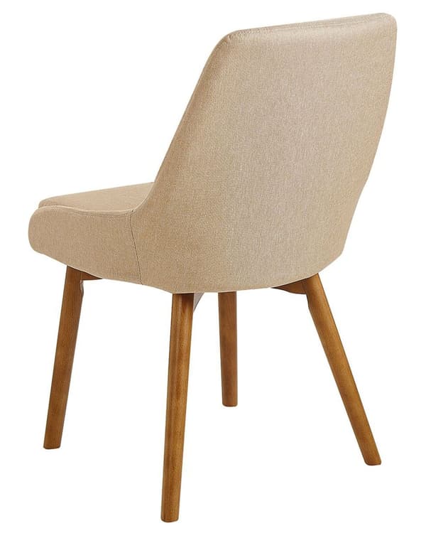 Spisebordsstole Beige Polyester Mørke Træben Sæt 43 x 58 x 82 cm Dekorative Polstrede Spisestole uden Armlæn Design Høj Ryg Køkkenstole