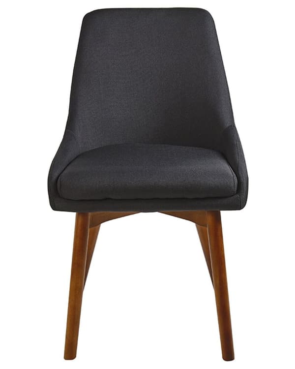 Spisebordsstole Sort Polyester Mørke Træben Sæt 43 x 58 x 82 cm Dekorative Polstrede Spisestole uden Armlæn Design Høj Ryg Køkkenstole