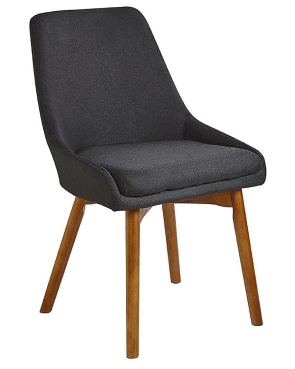 Spisebordsstole Sort Polyester Mørke Træben Sæt 43 x 58 x 82 cm Dekorative Polstrede Spisestole uden Armlæn Design Høj Ryg Køkkenstole