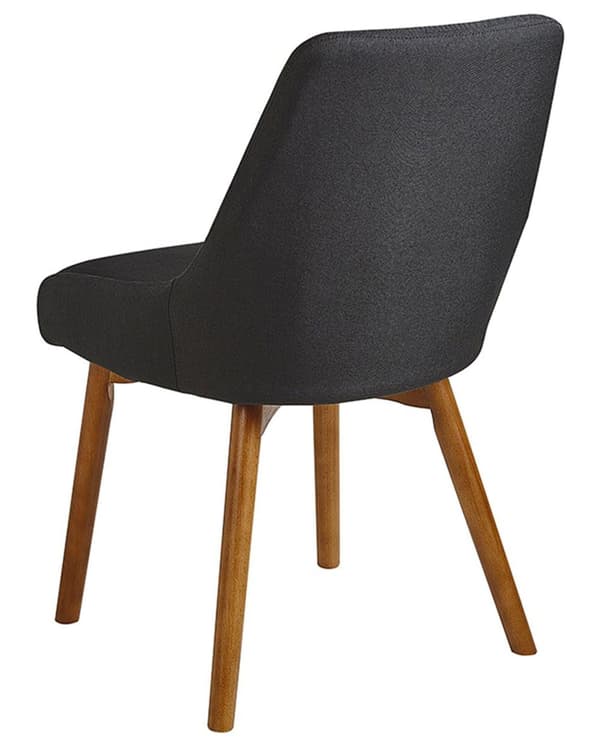 Spisebordsstole Sort Polyester Mørke Træben Sæt 43 x 58 x 82 cm Dekorative Polstrede Spisestole uden Armlæn Design Høj Ryg Køkkenstole