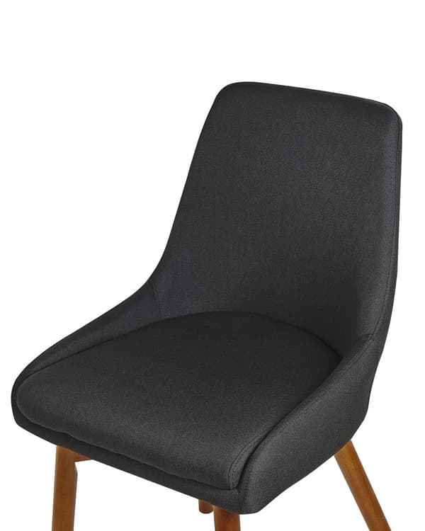 Spisebordsstole Sort Polyester Mørke Træben Sæt 43 x 58 x 82 cm Dekorative Polstrede Spisestole uden Armlæn Design Høj Ryg Køkkenstole
