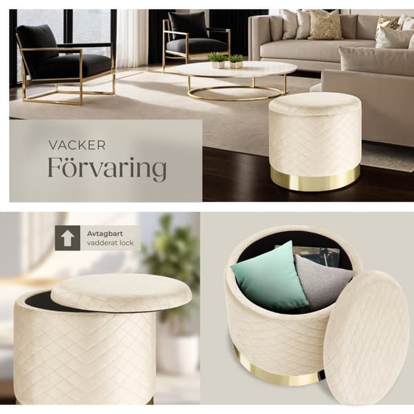 Sittpuff med förvaringsutrymme Coco - creme