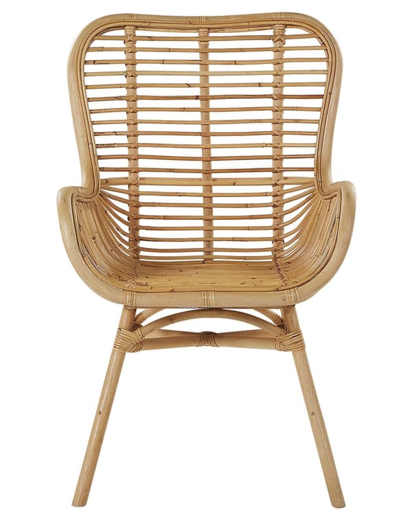 Lysebrun rattan stol højryggede armlæn hjem have balkon terrasse