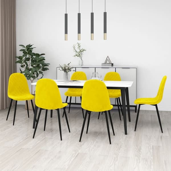 vidaXL spisebordsstole 6 stk. velour sennepsgul