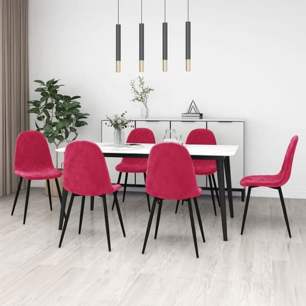 vidaXL spisebordsstole 6 stk. velour vinrød