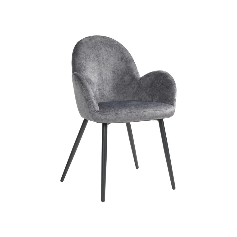 Segenn's Dining Chair - Köksstol - Stoppad stol - Metallben - Högt ryggstöd - Sammet - Sovrum - Grå