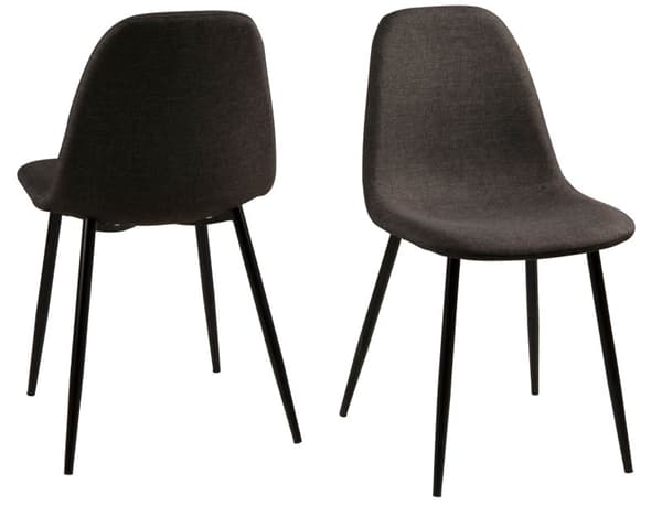 4 x Willy matstol i mörkgrått tyg med svart underrede i metall.